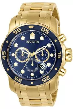 Pro Diver Quartz 48 мм корпус золотой ремешок из нержавеющей стали синий циферблат 0073 подлинный импортный продукт [Invicta] мужские [Товар]