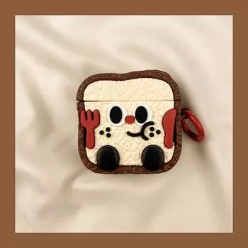 Pro Earphone Case Second Generation Wireless Bluetooth Third Generation 1 Box Applicable to Aipods2 Generation Silicone 5 Fourth Generation Warehouse Airpods pro [Chocolate Toast Expression] Send Hook