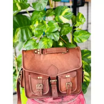 Pro Leather Laptop Bag Men s Vintage Messenger Genuine Briefcase Brown Satchel 15 x 11 x 4 in