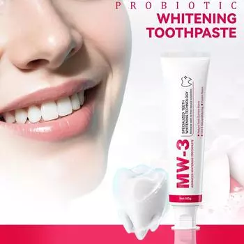 Пробиотическая отбеливающая зубная паста, глубокое очищение и длительное свежее дыхание, мягкая отбеливающая зубная паста для чувствительной полости рта, 100 г One Size белый