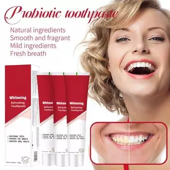 Пробиотическая зубная паста, изготовленная из нежных натуральных ингредиентов, сохраняет свежесть дыхания в течение всего дня, повышая вашу уверенность в себе.3 шт. белый