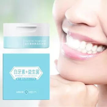 Пробиотический отбеливающий зубной порошок, освежающий и отбеливающий, удаление желтых пятен, очищает и отбеливает зубы One Size синий