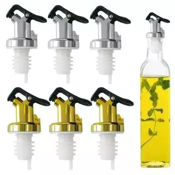 Пробка для бутылки с маслом, герметичная, с носиком для заливки масла, с защитой от проливания, автоматическая система для заливки масла для кухни, ресторана, бара 1pc серебряный