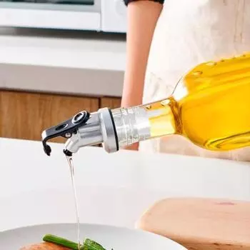 Пробка для бутылки с маслом, герметичная, с носиком для заливки масла, с защитой от проливания, автоматическая система для заливки масла для кухни, ресторана, бара 1pc золотистый