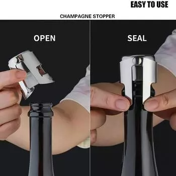 Пробка для бутылки шампанского из нержавеющей стали, многоразовая пробка для шампанского, пробка для бутылки игристого вина, герметичная пробка серебряный