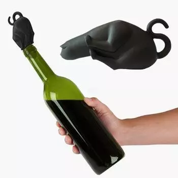 Пробка для бутылки вина, многоразовая пищевая пробка, хорошая герметичность, герметичная силиконовая пробка для бутылок с милым котом, товары для дома чёрный