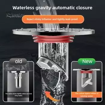 Пробка для слива пола с защитой от запаха и корзиной для фильтра, долговечная крышка для слива пола с защитой от рефлюкса для кухонь и ванных комнат серебряный/красный