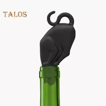 Пробка для вина, многоразовая, герметичная, простая в использовании, уникальная пробка для бутылок с милым котом, товары для дома чёрный