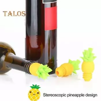 Пробка для вина, различные стили, 3D дизайн ананаса, силиконовые подвески для бокалов, простая в использовании, герметичная пробка для вина жёлтый