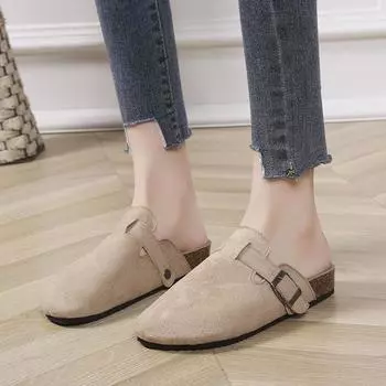 Пробковые замшевые сабо для женщин Пробковые тапочки Летние пробковые сандалии Модные пляжные шлепанцы Классические мюли Мужские сабо Обувь Baotou 35