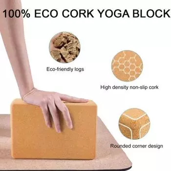 Пробковый блок для йоги, высокая плотность, нескользящий, экологически чистый, натуральный, растягивающийся, для тренировок, кирпич для йоги, оборудование для фитнеса