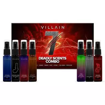 Пробная упаковка Villain 7 Deadly Scents 7 x 8 мл | Карманные духи для мужчин | Парфюмированная вода | Пряный, Древесный, Водный, Уд 7*8ML