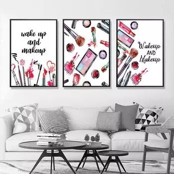 Пробуждение и макияж, красота лица, Настенный декор, художественный постер по уходу за кожей, модные принты, картина на холсте для девочки, спальни HD2603 21x30cm no frame