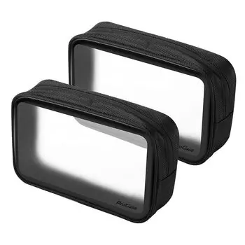 ProCase дорожная косметичка одобренная TSA ПВХ нейлоновая дорожная косметичка прозрачная косметичка одобренная для аэропортов авиацией черная [набор 2] - чёрный