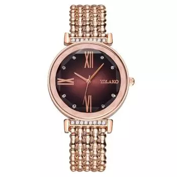 Processing custom fashion diamond-encrusted Roman pattern women s watch women s watch quartz watch plastic strap красный