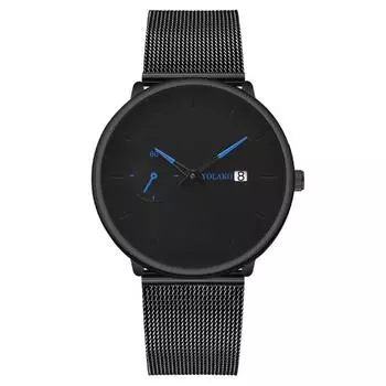Processing custom hot sale two-pin monocular calendar men s watch men s watch Milan belt quartz watch mesh belt
