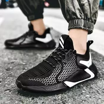 Processing customized men s shoes 2025 men s casual shoes flying woven breathable trendy men s running shoes soft-soled sports shoes men 39 белый