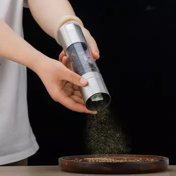 Прочная 2-в-1 многоцелевая ручная мельница для перца большой емкости, кухонный инструмент, мельница для перца серебряный