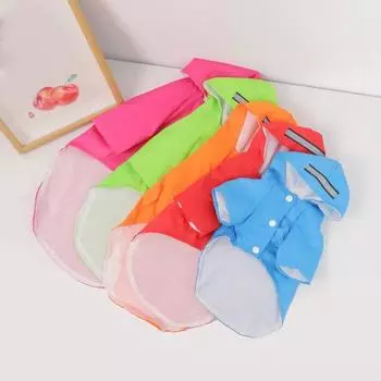 Прочная эластичная куртка-дождевик для собак с дырками, закрывающая все тело, многослойный плащ с капюшоном для повседневной жизни M оранжевый