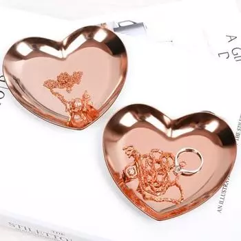 Прочная антикоррозийная тарелка для хранения в форме сердца из нержавеющей стали, тарелка для десерта, бытовые принадлежности, блюдо для полотенец для ванной комнаты розового золота