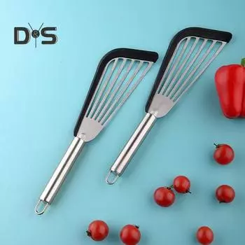 Прочная антипригарная лопатка с прорезями, практичная лопатка для жарки блинов с омлетом чёрный