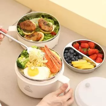 Прочная чашка для закусок емкостью 2300 мл с крышкой из нержавеющей стали для риса в упаковке