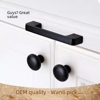Прочная черная ручка для шкафа с одним отверстием для ящиков и гардеробов