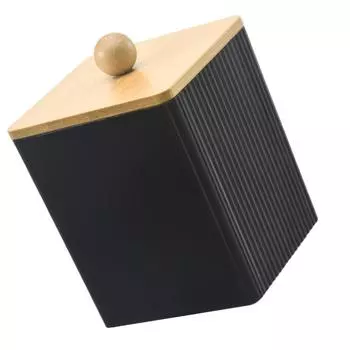 Прочная деревянная крышка, держатель для ватных палочек, контейнер для хранения, удобный для ванной комнаты, ватные тампоны, органайзеры для подушечек и резинок для волос A чёрный