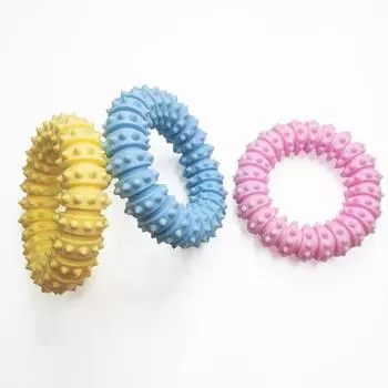 Прочная игрушка для дрессировки собак, нескользящие игрушки для щенков, режущихся зубов, интерактивные игрушки для собак, скрежещущие зубами розовый