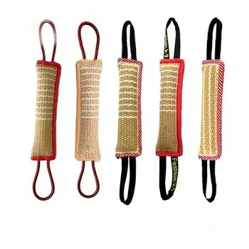 Прочная игрушка для перетягивания собак с 2 крепкими ручками, интерактивные игрушки для маленьких и больших собак, подушка для укусов из джута, обучающая игра для щенков