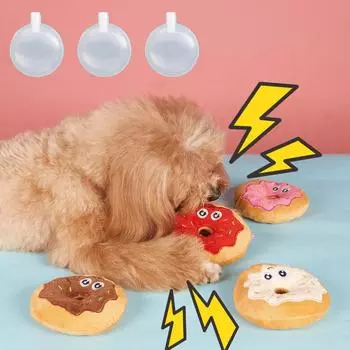 Прочная игрушка для собак «Пончик» с пищалкой — устойчивая к укусам и развлекательная See Details for Size