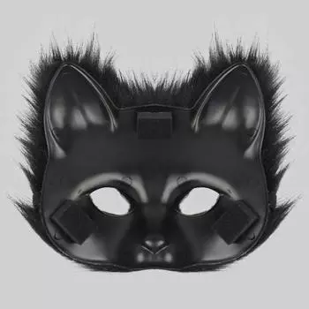Прочная искусственная меховая маска лисы, меховая полумаска кошки, реалистичный легкий костюм для косплея на Хэллоуин черный белый