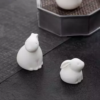 Прочная, изящная, изысканная работа, керамическая поделка в виде кролика, милая фигурка маленького кролика, украшение для чайного питомца, домашний декор S