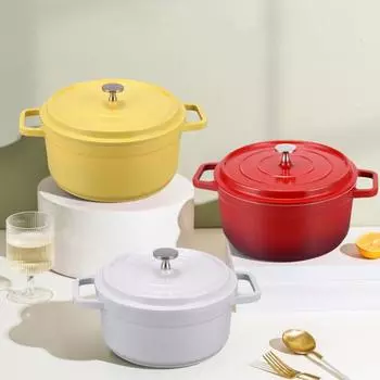 Прочная кастрюля с антипригарным покрытием и крышкой, литая алюминиевая кастрюля, универсальная посуда для приготовления пищи, выпечки, жарки 20cm жёлтый