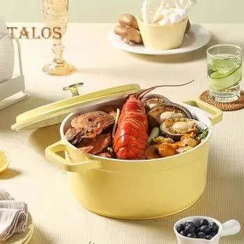 Прочная кастрюля с антипригарным покрытием и крышкой, литая алюминиевая кастрюля, универсальная посуда для приготовления пищи, выпечки, жарки, томления 20cm жёлтый