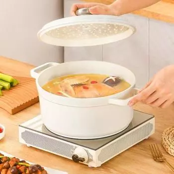 Прочная кастрюля с антипригарным покрытием и крышкой, литая алюминиевая кастрюля, универсальная посуда для приготовления пищи, выпечки, жарки, томления 20cm красный