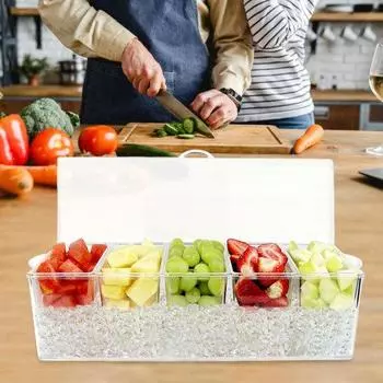 Прочная конструкция отсека Классифицируйте хранение Легко моется Контейнер для приправ с 5 сетками и 3 ложками Контейнер для ежедневного использования B