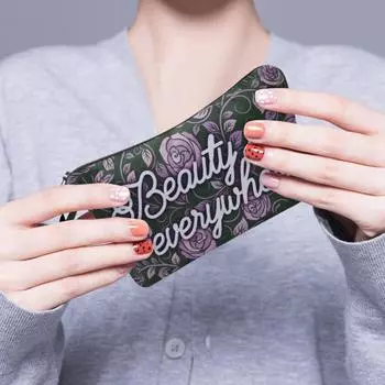 Прочная косметичка с отверстием для подвешивания и застежкой-молнией, с принтом цветка розы, большой емкости, туалетные принадлежности 4