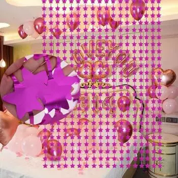 Прочная мишура-занавеска из звезд, металлическая, цветная, пятиконечная гирлянда на День независимости серебряный