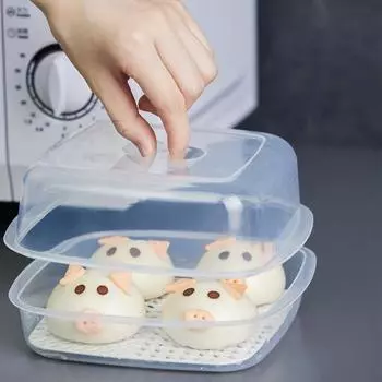 Прочная многофункциональная прозрачная крышка, белая пароварка для булочек без масла, кухонный инструмент, микроволновая пароварка