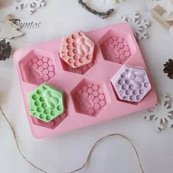 Прочная многоразовая форма для выпечки с 6 полостями, не содержащая BPA, в форме пчелы, форма для украшения кексов, помадки, конфет, кухонный гаджет розовый