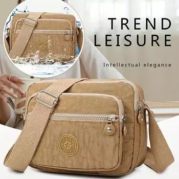 Прочная многослойная сумка через плечо на молнии, нейлоновая квадратная сумка через плечо, идеальная сумка-мессенджер для ежедневного использования чёрный