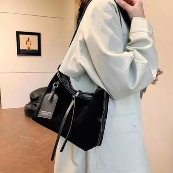 Прочная модная сумка через плечо из искусственной замши с пряжкой на плечевом ремне, вместительная повседневная сумка через плечо