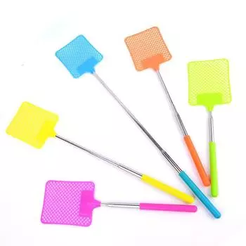 Прочная мухобойка с бамбуковой ручкой и удлиненной штангой для домашнего использования. Four-section telescopic