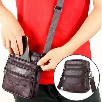 Прочная мужская сумка для мальчиков, маленькая кожаная сумка через плечо, сумка-мессенджер сбоку коричневый