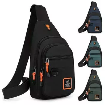 Прочная мужская водонепроницаемая нейлоновая сумка через плечо большой емкости с отверстием для наушников, повседневная сумка для поездок на работу с застежкой-молнией 1 pc чёрный