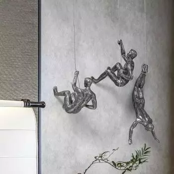 Прочная настенная статуя реалистичный внешний вид креативный ретро американский альпинист смоляной кулон A чёрный