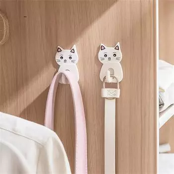 Прочная настенная вешалка для двери Экологически чистая прочная несущая белая бытовая техника Настенные крючки в форме милого кота для пресса