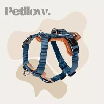 Прочная нескользящая шлейка для собак Petllow из искусственной кожи, темно-синего цвета