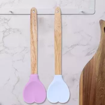 Прочная Невыцветающая посуда, силиконовая ложка для смешивания в форме сердца, лопатка для выпечки десертов, кухонные принадлежности, ложка для смешивания фиолетовый